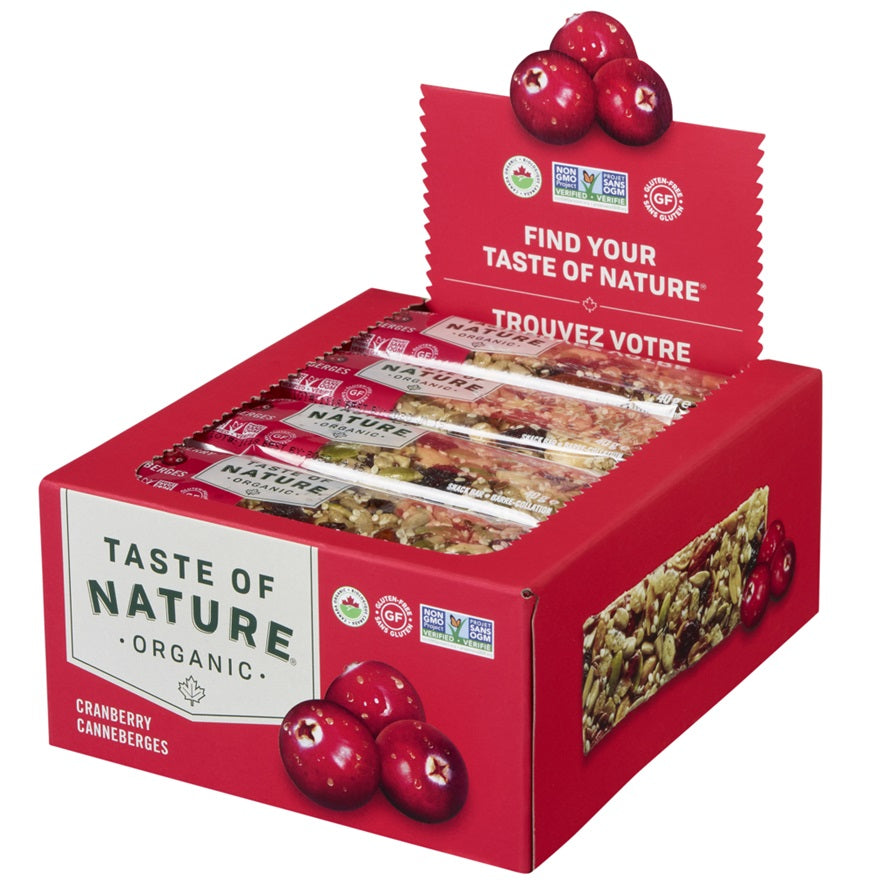 Barrita Frutos Secos y Arándanos SinGluten Vegan 16uds Taste Of Nature