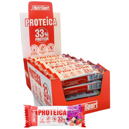 Barrita Proteica Choco Blanco y Frutos Rojos SinGluten 24uds Nutri-Sport