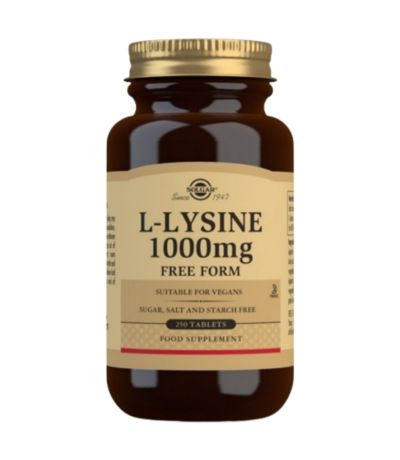 L-Lisina 1000Mg SinGluten Vegan 250comp Solgar