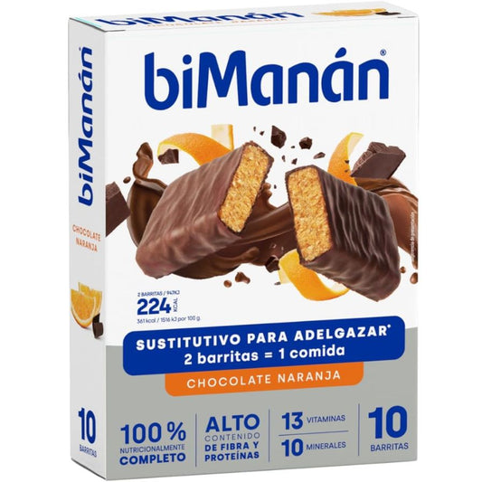 Barritas Sustitutivas Chocolate Naranja 10uds Bimanan