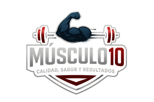 necesito un logo para la marca Músculo 10 que es una empresa de venta de nutrición deportiva online con el lema "Calidad, sabor y resultados"
