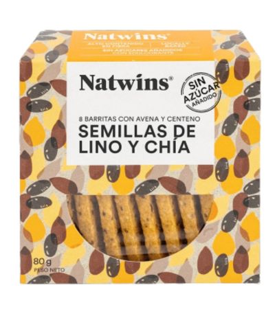 Barritas Avena Centeno Lino y Chía 1caja 80g Natwins